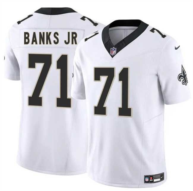 Men & Women & Youth New Orleans Saints #71 Kelvin Banks Jr White 2025 Draft F.U.S.E. Vapor Limited Stitched Jersey
